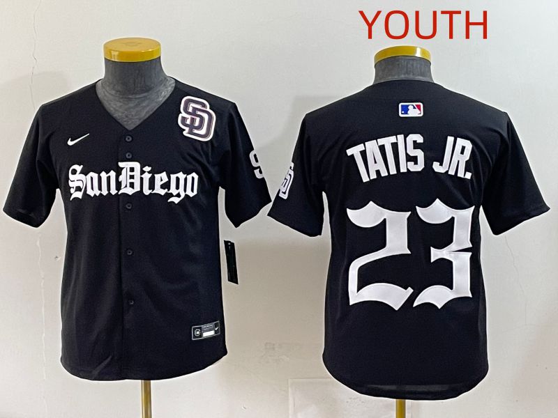 Youth 2025 San Diego Padres #23 Tatis jr Black Five generations Joint Name Nike MLB Jersey style 13->youth mlb jersey->Youth Jersey